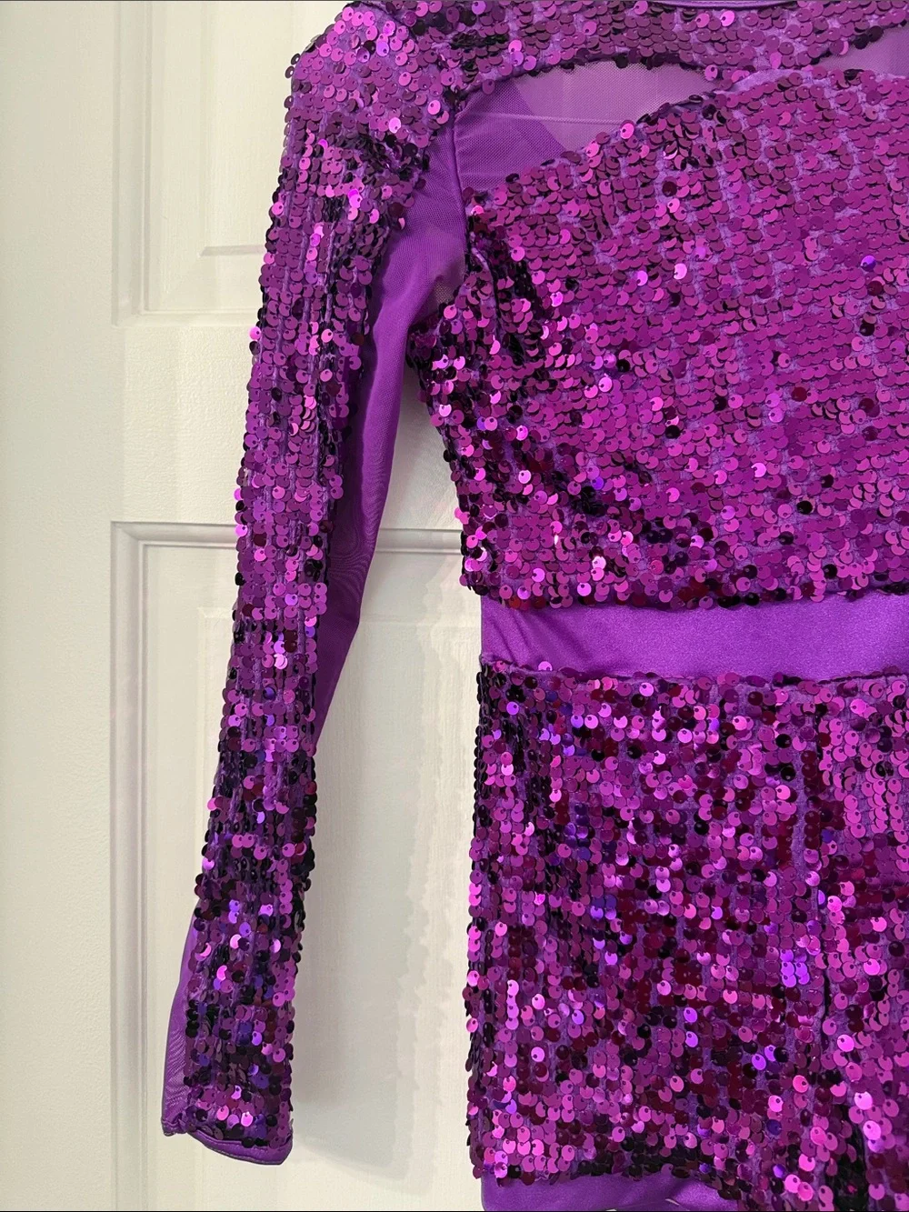 Weissman Purple Sequin Long Sleeve Dance Costume